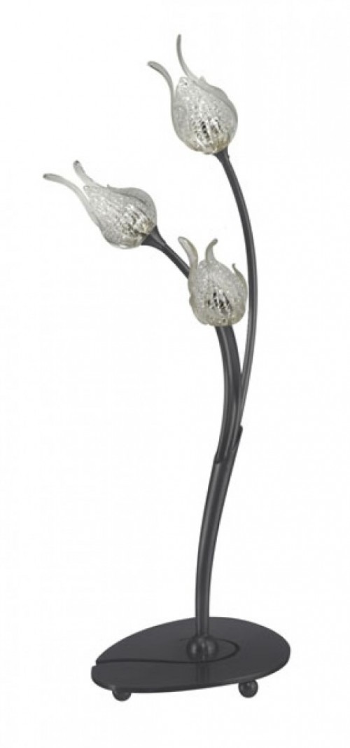 Lampe à poser Hades 3x40W-Graphite-Verre tulipe cristal