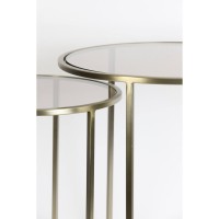 Jeancel Luminiares-Tables gigognes dorés et verre brun