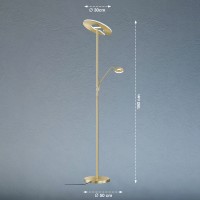 Lampadaire LED avec liseuse Kent 4500lm +890lm doré satiné