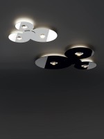 Jeancel Luminaire-Lodes-Plafonnier Bugia Triple blanc glossy et noir brillant