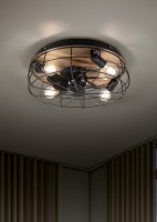 Ventilateur de plafond Trondheim - noir et bois -Trio Leuchten
