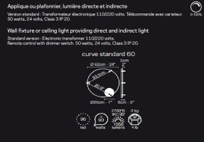 Applique/Plafonnier LED Curve Standard D.60 - Le Deun
