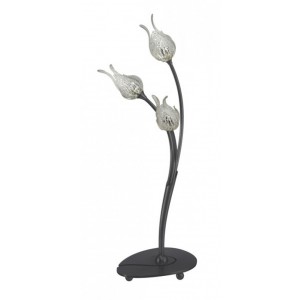Lampe à poser Hades 3x40W-Graphite-Verre tulipe cristal
